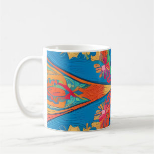 Radiant Mandala: Eine lebendige symmetrische Fanta Kaffeetasse