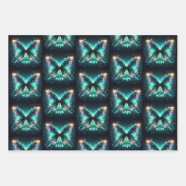 Radiant mehrfarbiger Schmetterling Portrait Hope Geschenkpapier Set