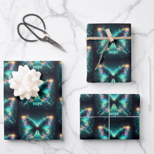 Radiant mehrfarbiger Schmetterling Portrait Hope Geschenkpapier Set