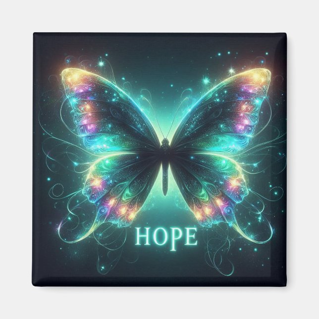 Radiant mehrfarbiger Schmetterling Portrait Hope Magnet (Vorne)