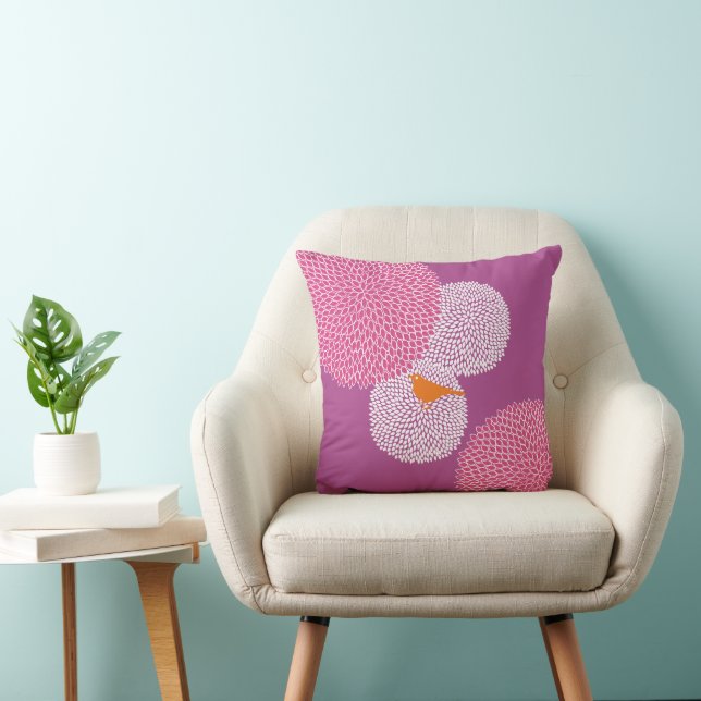 Radiant Orchid Chrysanthemum Modernes Vogelkissen Kissen (Stuhl )