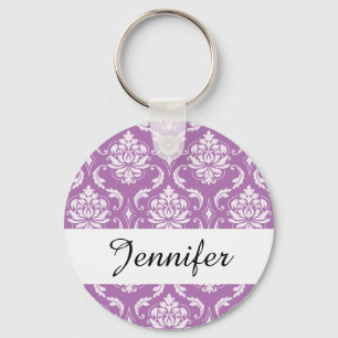 Radiant Orchid Classic Damask Muster Schlüsselanhänger