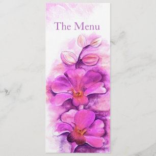 Radiant orchid stylisierte Kunst Hochzeitsmenü Menükarte