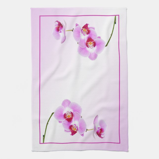Radiant Orchid Tropical Floral Fotografie Geschirrtuch (Vertikal)
