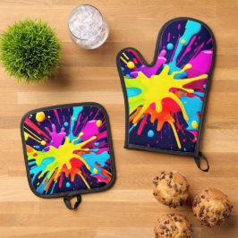 Radiant Paint Explosion Ofenhandschuh & Topflappen-Set