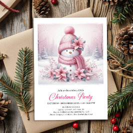 Radiant Pink Coquette Snowman Kids Christmas  Einladung