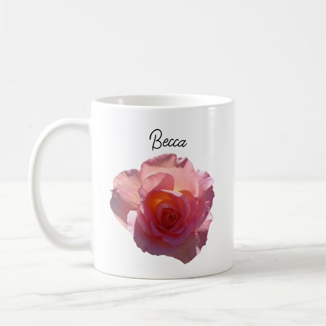 Radiant Pink Tee Rose personalisierte Mug Kaffeetasse (Links)