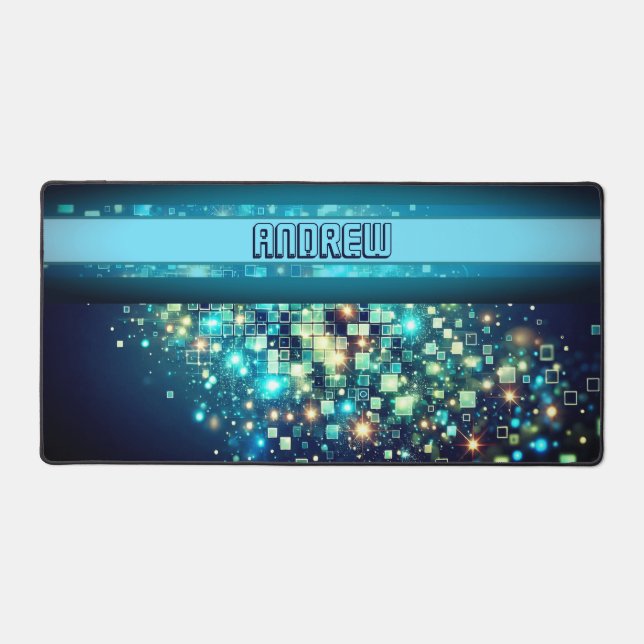 Radiant Pixel Bokeh Schreibtischunterlage (Vorderseite)