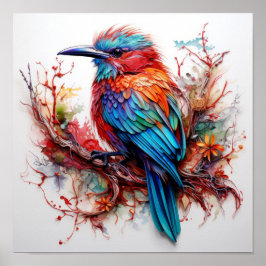 Radiant Plumage: Farbenfrohe Aviäre Elegance Poste Poster