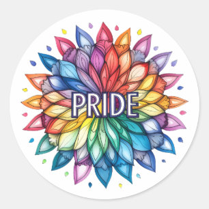 Radiant PRIDE Month Mandala Runder Aufkleber