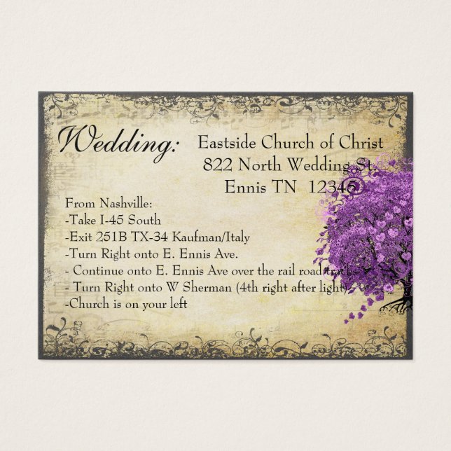 Radiant Purple Heart Leaf Tree Wedding (Vorderseite)