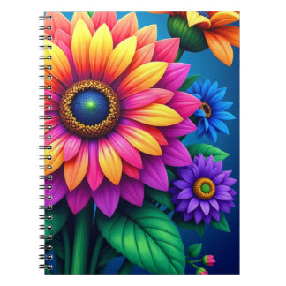 Radiant Rainbow Bloom Bouquet Notizbuch  Notizblock
