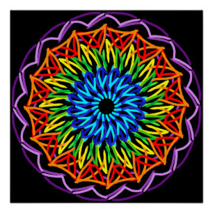 Radiant Rainbow Mandala - Lebhafte Farben Poster