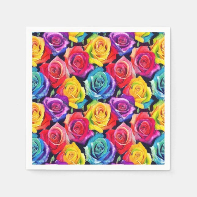 Radiant rainbow roses, floral pattern serviette (Vorderseite)