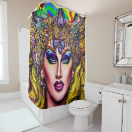 Radiant Rainbow-Themed Art Piece Drag Queen Duschvorhang