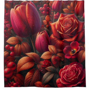 "Radiant Raindrop Fall Floral Art" Duschvorhang