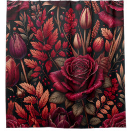 "Radiant Raindrop Fall Foliage Floral Art" Duschvorhang