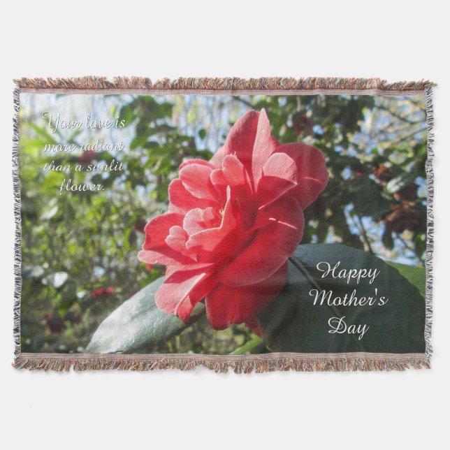 Radiant Red Camellia - Personalisierter Muttertag Decke (Vorderseite)