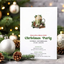 Radiant retro Christmas late coffee party invite