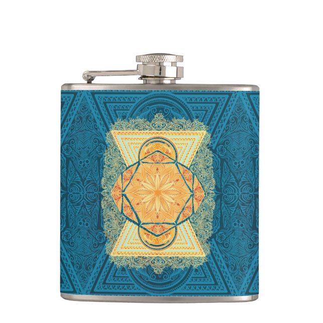 Radiant Sacred Geometry Mandala Flachmann (Vorderseite)