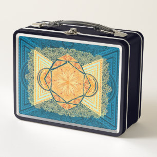 Radiant Sacred Geometry Mandala Metall Brotdose