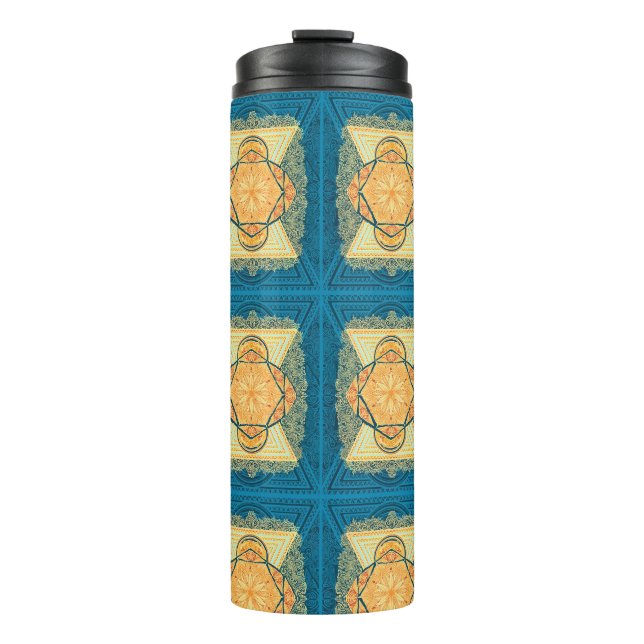 Radiant Sacred Geometry Mandala Thermosbecher (Vorderseite)