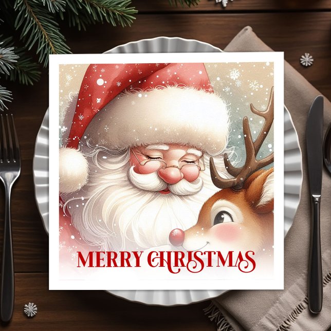 Radiant Santa Rudolph Xmas Party Napkins Serviette (Radiant Santa Rudolph Xmas Party Napkins)