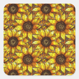 Radiant Sonnenblumengestanztes Glas Quadratischer Aufkleber
