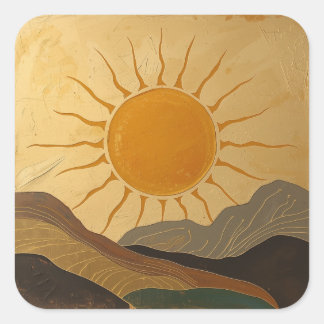Radiant Sun Painting Images – A Timeless Symbol  Quadratischer Aufkleber