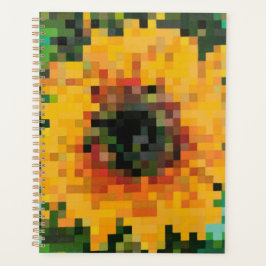 Radiant sunflower in pixels planer