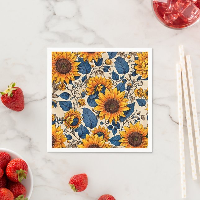 Radiant Sunflowers: Eine Symphonie der farbenfrohe Serviette (Beispiel)