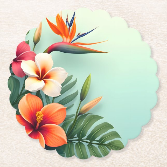 Radiant Tropical Floral Symphony Untersetzer (Vorderseite)
