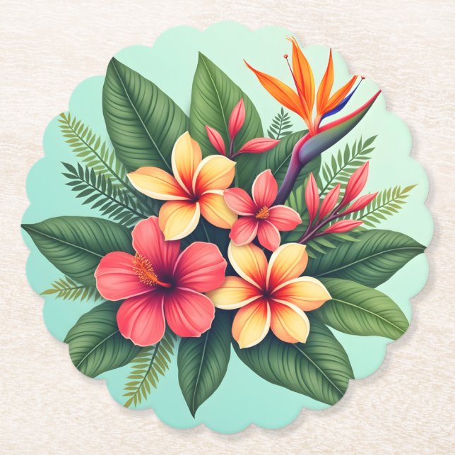 Radiant Tropical Floral Symphony Untersetzer (Vorderseite)