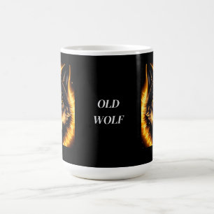 Radiant Wolf Face beleuchtet durch goldenes Licht Kaffeetasse