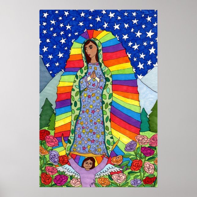 Radiante Jungfrau Guadalupe mexikanische Volkskuns Poster (Vorne)