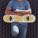 RADIATE Be the Sunshine Vintage Retro Gold 2-Way Skateboard<br><div class="desc">Striking sunshine motif in ombre golds. Retro feel illustration incorporating a hand-lettered RADIATE design with a Seventies vibe and a hand-drawn central badge with sunrays studded with BE THE SUNSHINE lettering. Great as a treat for yourself or perfect as a gift for family, friends and co-workers. Can be customised with...</div>
