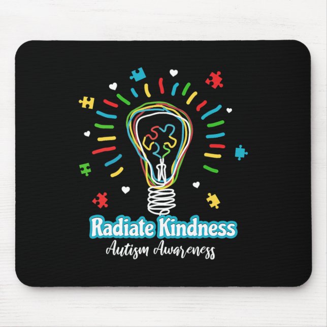 Radiate Kindness Lightbulle Autismus Awareness Tea Mousepad (Vorne)