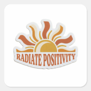 Radiate Positivity Retro Sonnenaufkleber - 70er Bo Quadratischer Aufkleber