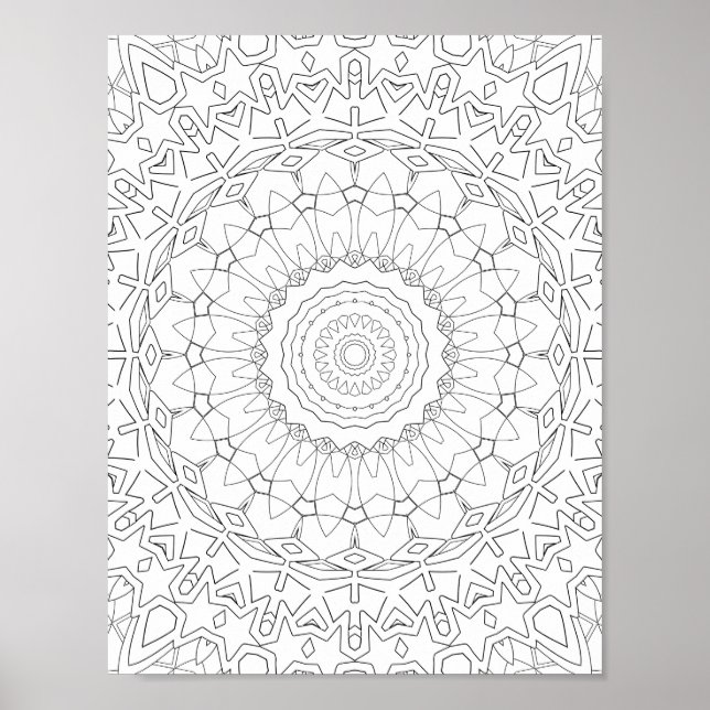 Radiating Star Petal Mandala Design Poster (Vorne)
