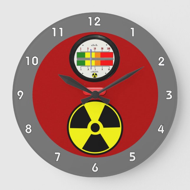 Radiation Geiger Counter Effect Funny Wall Clock Große Wanduhr (Vorderseite)