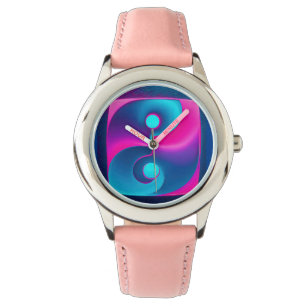 Radiative Spiritualität: Vibrant Yin Yang Pink & B Armbanduhr