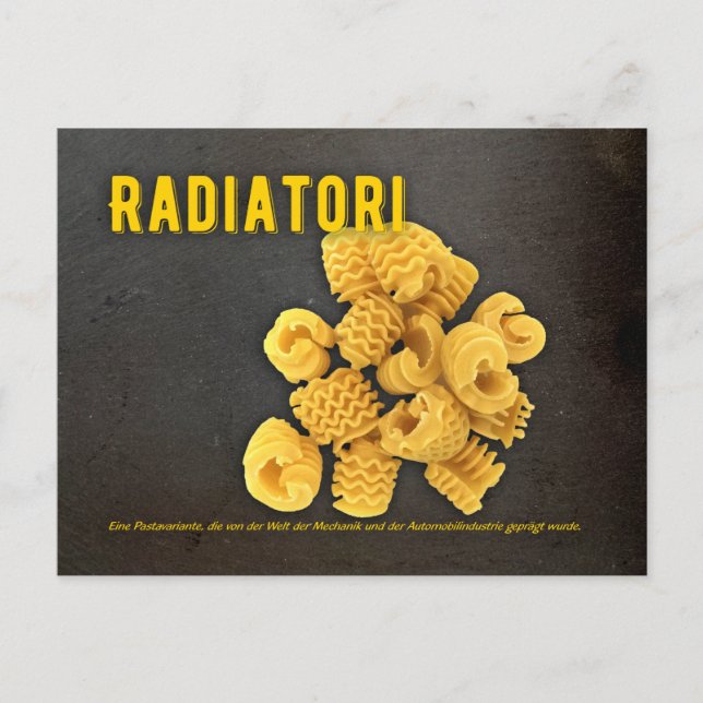 Radiatori Italienisches Restaurant Rezept zutat Postkarte (Vorderseite)