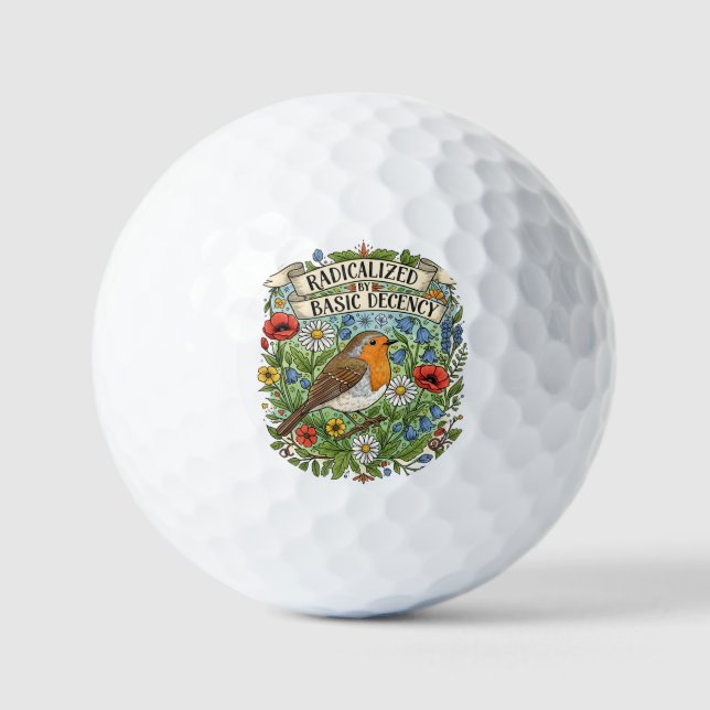 Radicalized by Basic Decency Aesthetic Art Bird Golfball (Vorderseite)