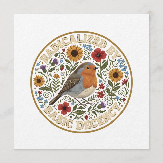 Radicalized by Basic Decency Bird Design – Vintage Einladung (Vorderseite)