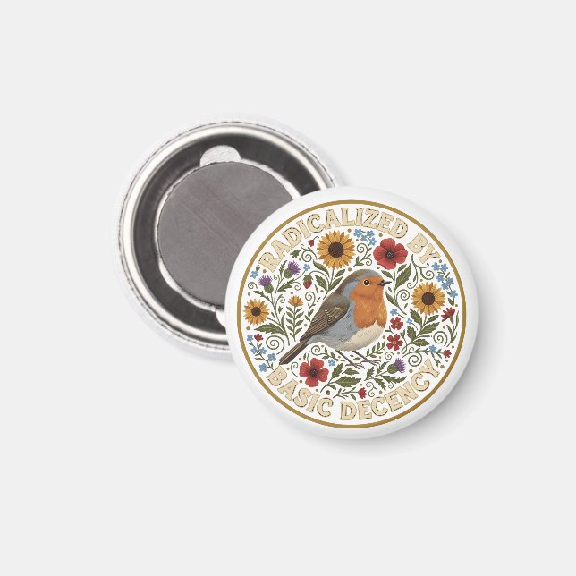 Radicalized by Basic Decency Bird Design – Vintage Magnet (Vorderseite/Rückseite)