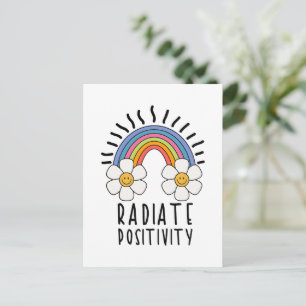 Radierposition   Farbiger Regenbogen und Blume Feiertagspostkarte