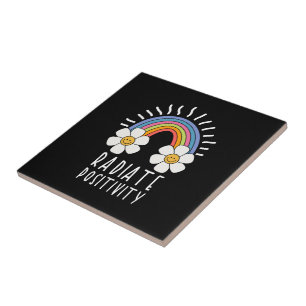 Radierposition   Farbiger Regenbogen und Blume Fliese