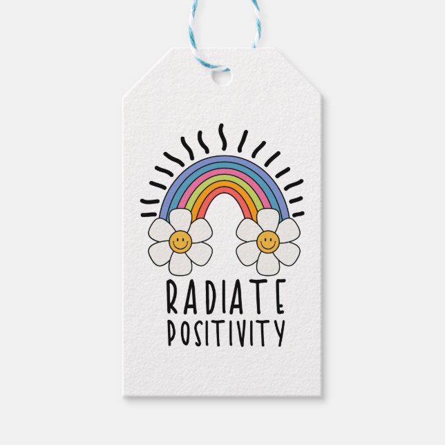 Radierposition | Farbiger Regenbogen und Blume Geschenkanhänger (Vorderseite)