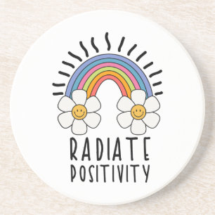 Radierposition Farbiger Regenbogen und Blume Getränkeuntersetzer