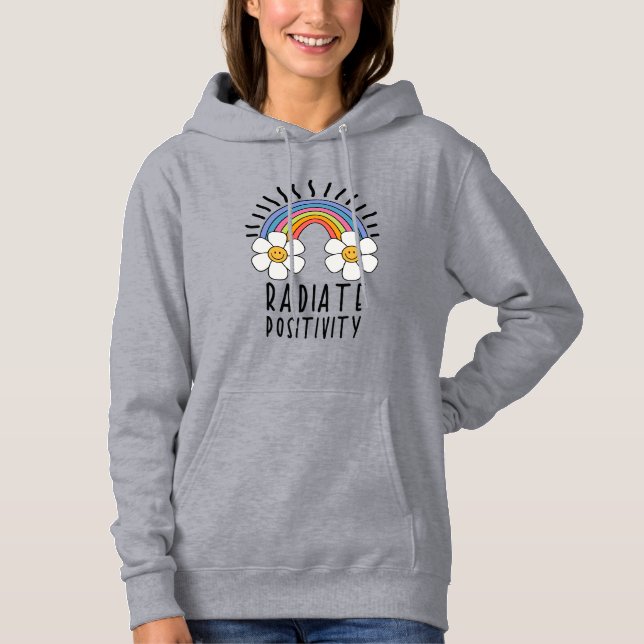 Radierposition | Farbiger Regenbogen und Blume Hoodie (Vorderseite)